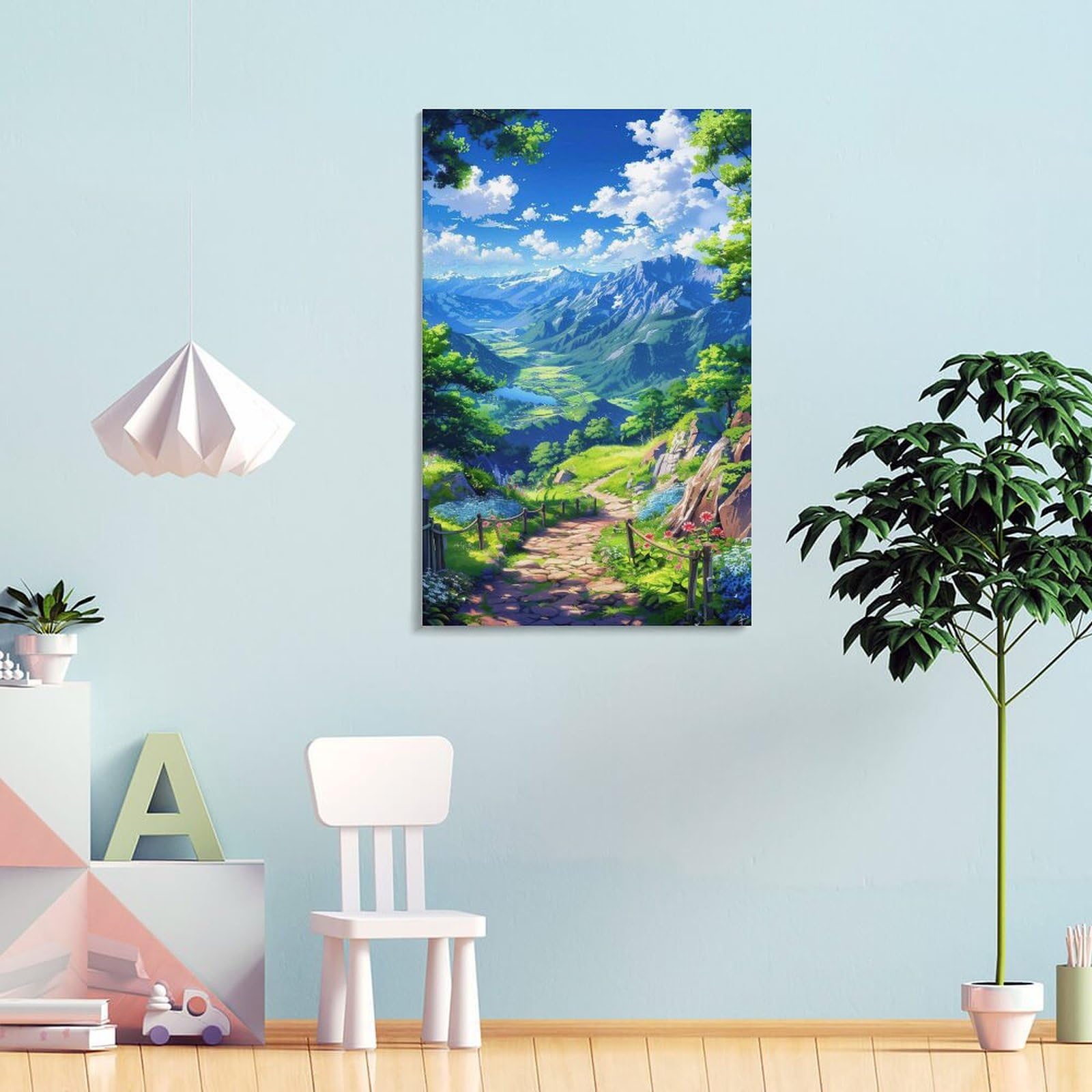 Amazon.co.jp: ポスター 山 自然 風水 絵 山の絵 緑の絵 玄関 開運